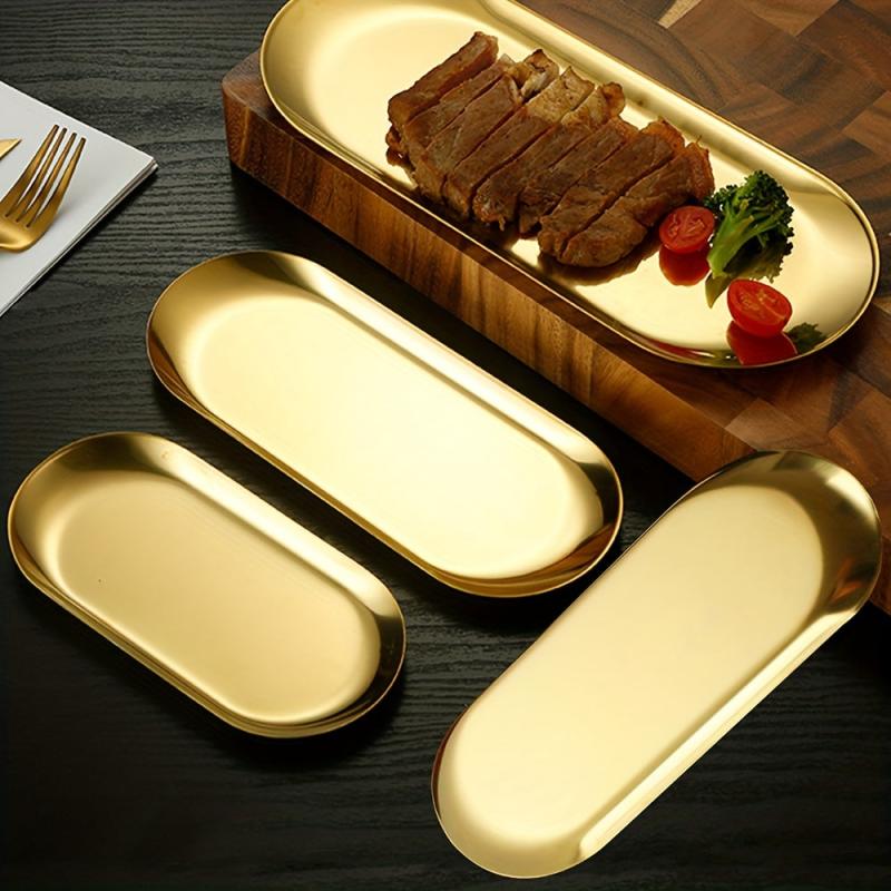 Stainless Steel Oval Tray for Desserts and French Fries