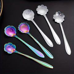 8pcs Flower Spoon Small Tea Spoon Coffee Spoon Stainless Steel