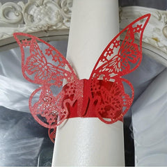 50pcs 3D Butterfly Napkin Rings Holder for Table Decorations