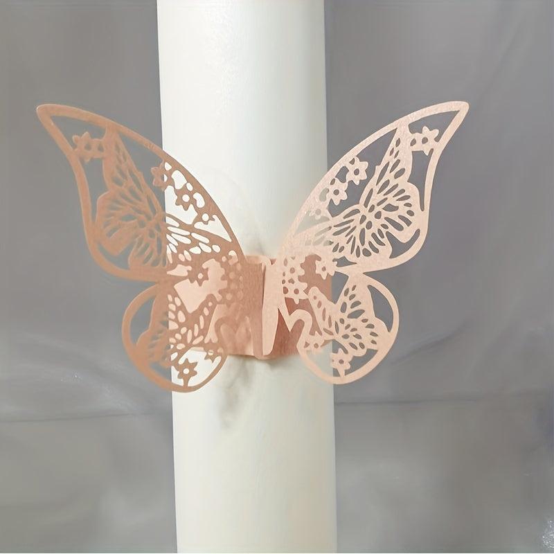 50pcs 3D Butterfly Napkin Rings Holder for Table Decorations