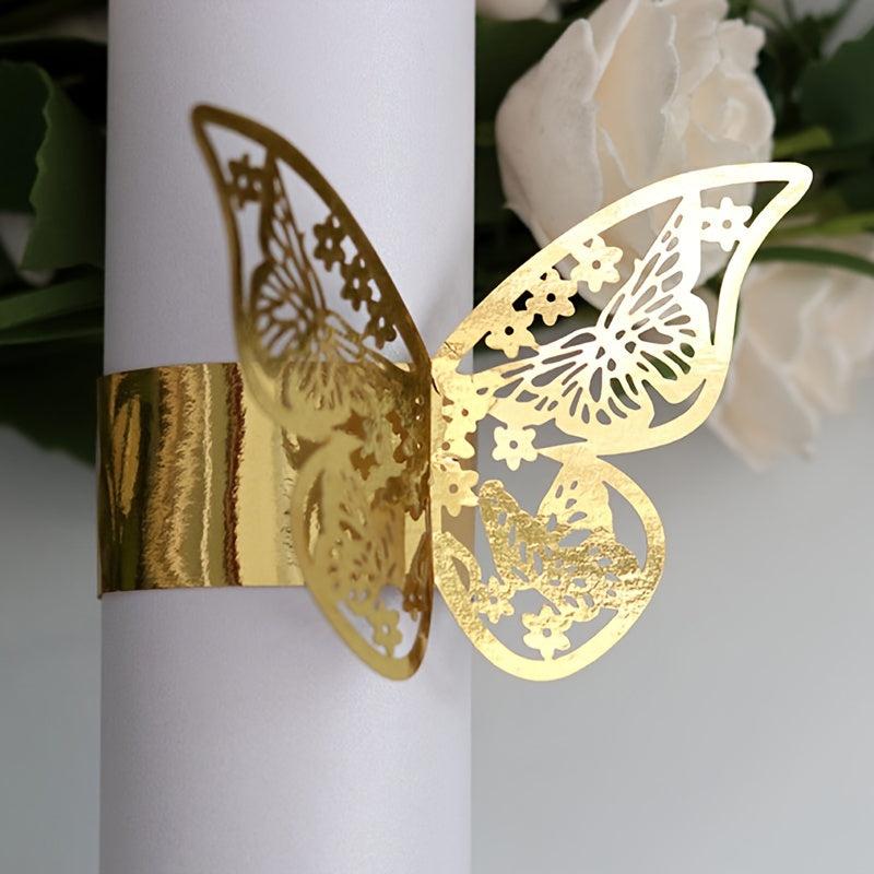 50pcs 3D Butterfly Napkin Rings Holder for Table Decorations