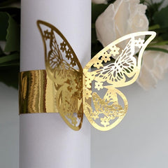 50pcs 3D Butterfly Napkin Rings Holder for Table Decorations