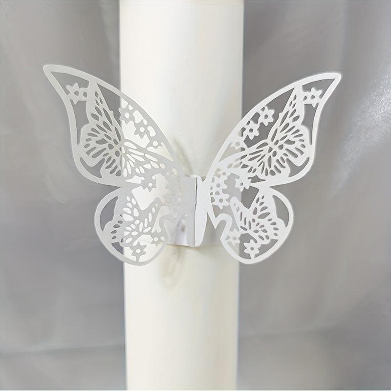 50pcs 3D Butterfly Napkin Rings Holder for Table Decorations