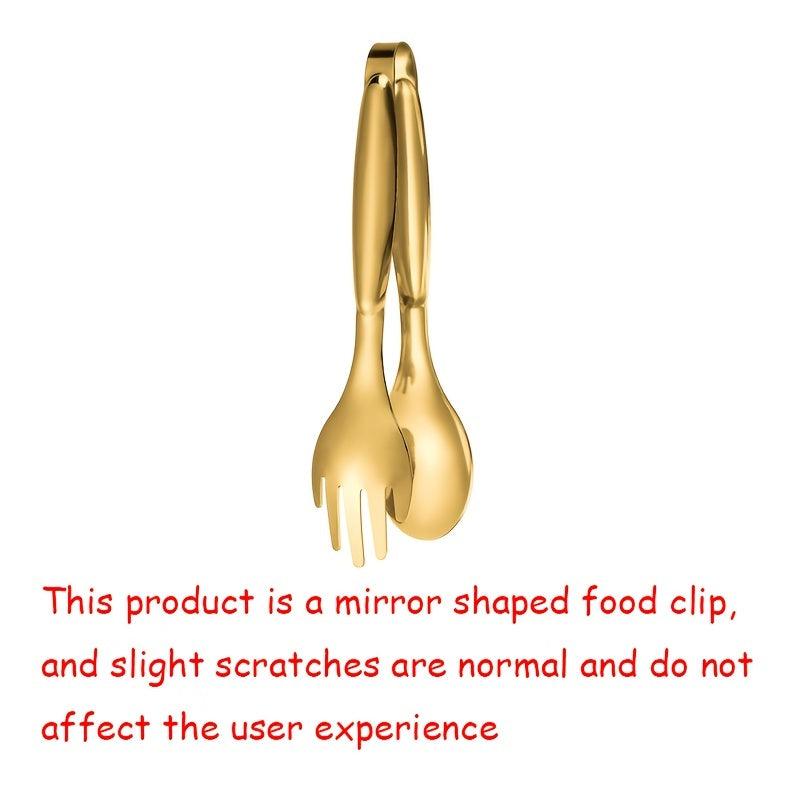 Stainless Steel Food Clip 3-In-1 Fork & Spoon Tong Kitchen BBQ Tong