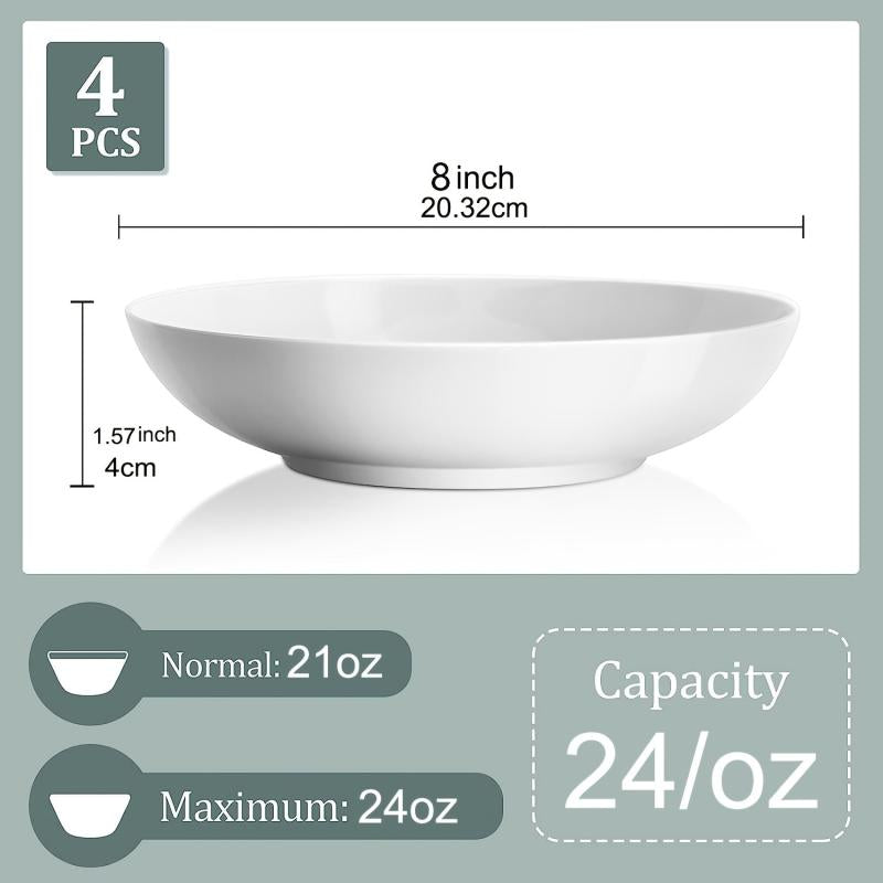 4pcs 24oz Porcelain Pasta Bowls Microwave & Dishwasher Safe