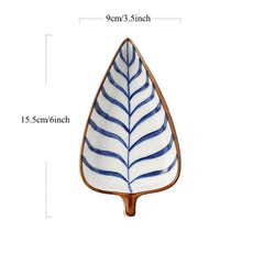 Leaf Shape Ceramic Appetizer Plate Dipping Bowl for Snacks & Sauces