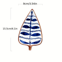 Leaf Shape Ceramic Appetizer Plate Dipping Bowl for Snacks & Sauces