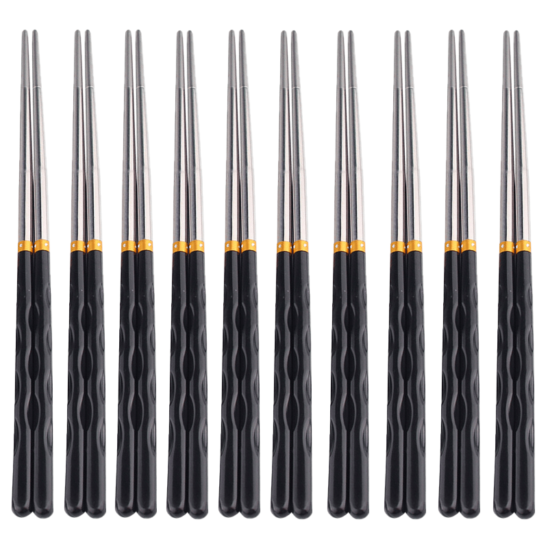 10Pairs Stainless Steel Reusable Anti skid Chopsticks