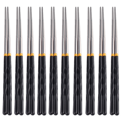 10Pairs Stainless Steel Reusable Anti skid Chopsticks