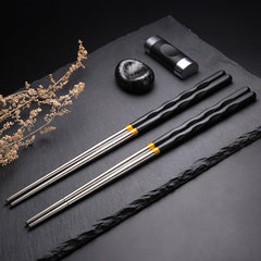 10Pairs Stainless Steel Reusable Anti skid Chopsticks