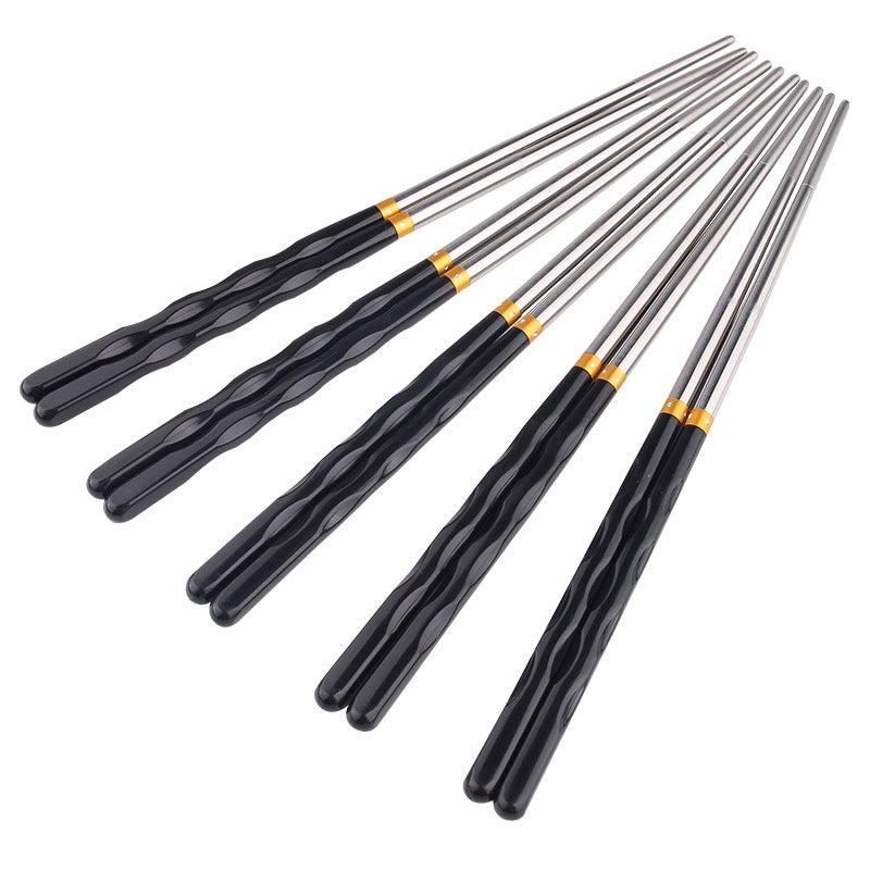 10Pairs Stainless Steel Reusable Anti skid Chopsticks