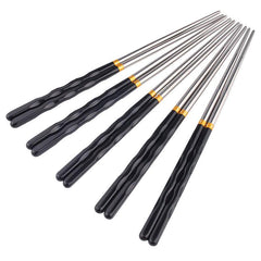 10Pairs Stainless Steel Reusable Anti skid Chopsticks