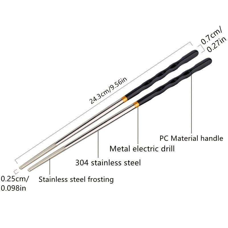 10Pairs Stainless Steel Reusable Anti skid Chopsticks