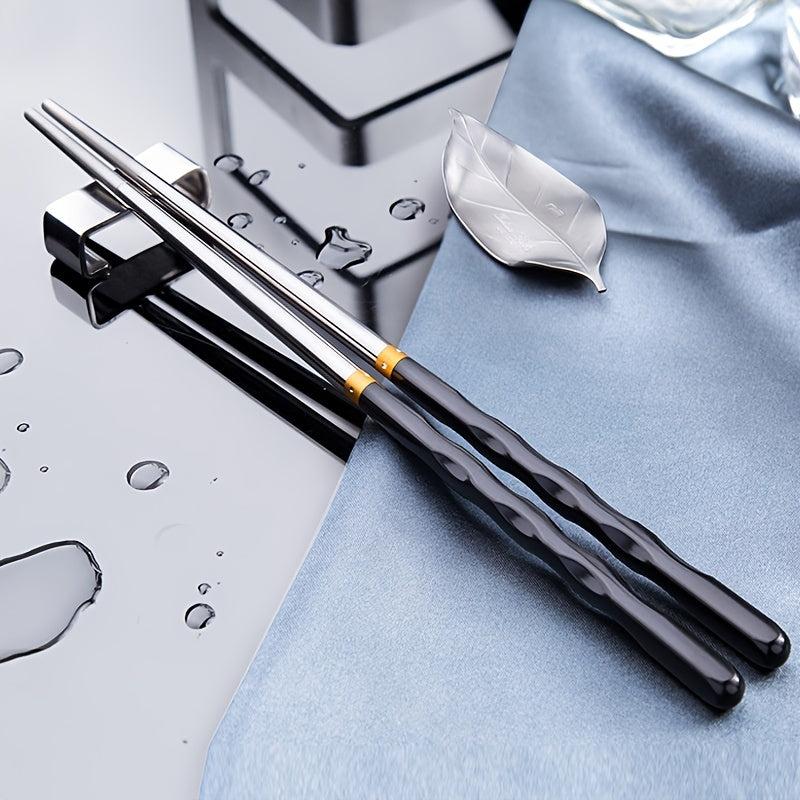 10Pairs Stainless Steel Reusable Anti skid Chopsticks