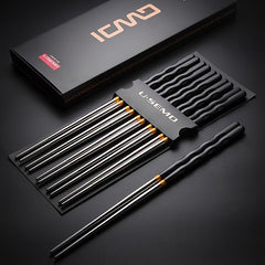 10Pairs Stainless Steel Reusable Anti skid Chopsticks