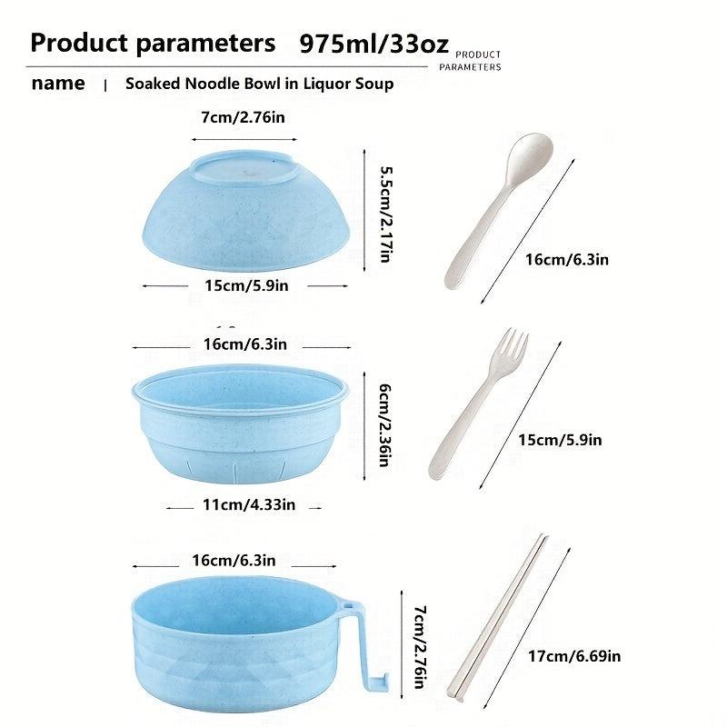 Microwave Safe Ramen Bowl Set with Utensils for Camping & Picnics