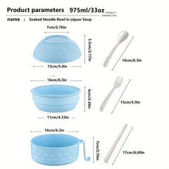 Microwave Safe Ramen Bowl Set with Utensils for Camping & Picnics