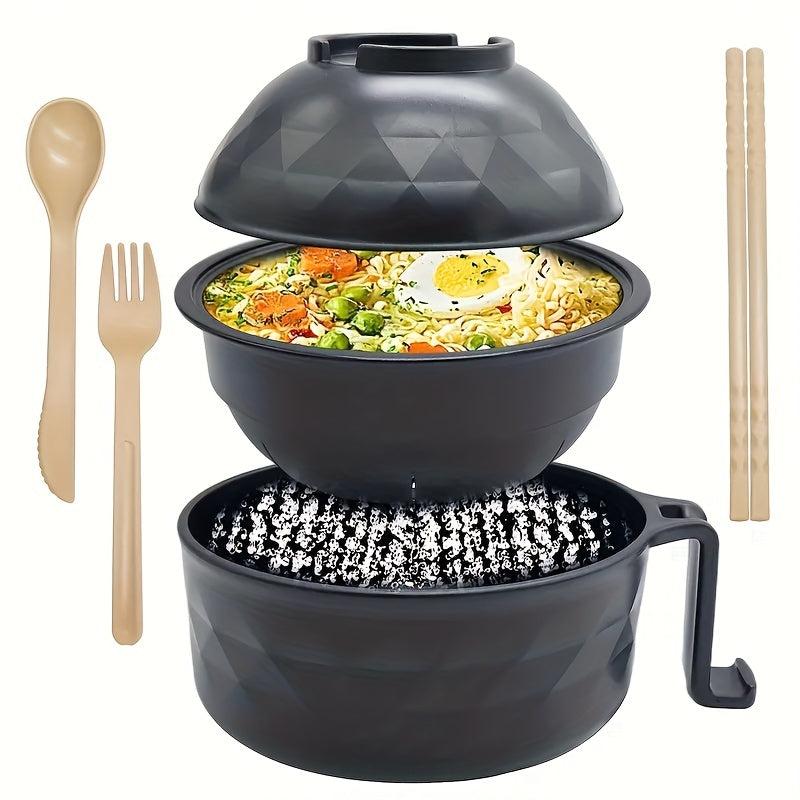 Microwave Safe Ramen Bowl Set with Utensils for Camping & Picnics