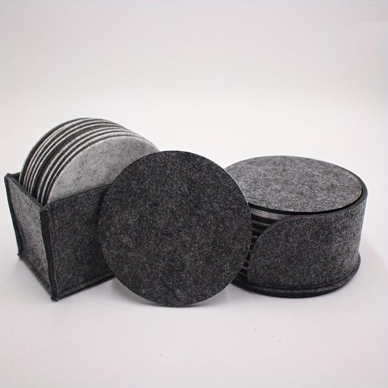 10 Pcs Felt Drink Coaster Set - Soft Absorbent Mats - Scratch Preventing