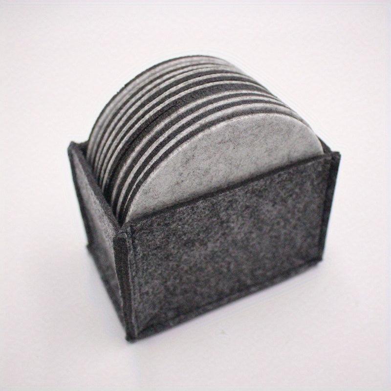 10 Pcs Felt Drink Coaster Set - Soft Absorbent Mats - Scratch Preventing
