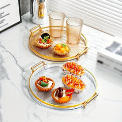 Creative Round Tray Modern Tea Tray Dessert Tray Decorative Plastic Tray