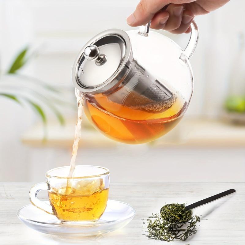 Microwave Safe Glass Teapot With Removable Stainless Steel Infuser