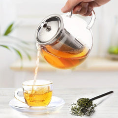 Microwave Safe Glass Teapot With Removable Stainless Steel Infuser
