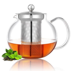Microwave Safe Glass Teapot With Removable Stainless Steel Infuser
