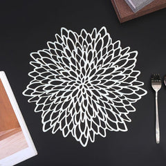 Metallic Round Flowers Shape Placemat Home Insulation Tea Coaster Plate Mat