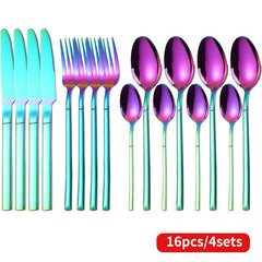 16pcs Stainless Steel Dinnerware Set Mirror Polished Cutlery Flatware