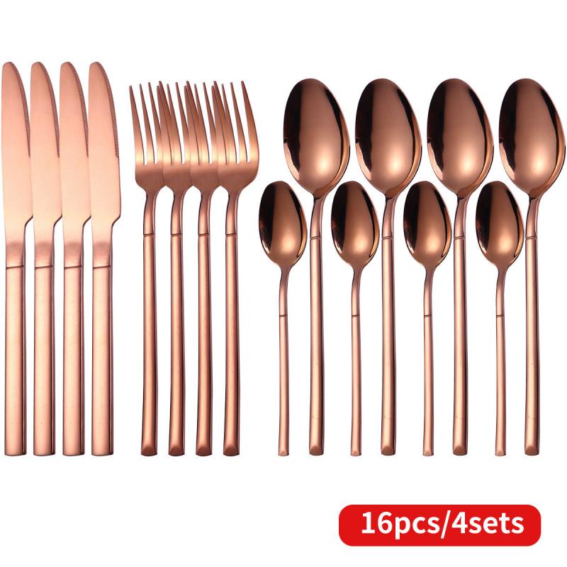 16pcs Stainless Steel Dinnerware Set Mirror Polished Cutlery Flatware