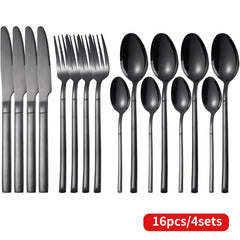 16pcs Stainless Steel Dinnerware Set Mirror Polished Cutlery Flatware