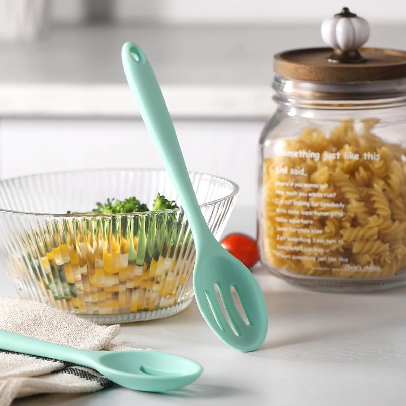 1pc Small Slotted Serving Spoon Silicone Olive Spoon Colander