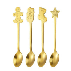 4pcs Gingerbread Man Christmas Tableware Spoon Creative Coffee Spoon