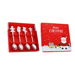 4pcs Gingerbread Man Christmas Tableware Spoon Creative Coffee Spoon