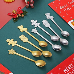 4pcs Gingerbread Man Christmas Tableware Spoon Creative Coffee Spoon