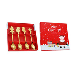 4pcs Gingerbread Man Christmas Tableware Spoon Creative Coffee Spoon