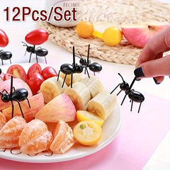 12Pcs Mini Ant Fruit Forks Plastic Cake Dessert Food Picks Party Tableware