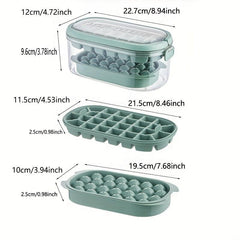 Round Ice Cube Trays with Lid & Bin BPA Easy Release Ice Cube Maker
