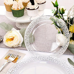 30PCS Clear Party Plates With Golden Rim 19.05cm Heavy Duty Fancy Plates