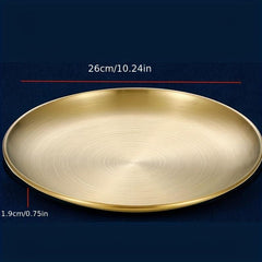 Stainless Steel Dessert Snack Plate Kitchen Dinner Plate Retro Fruit Plate
