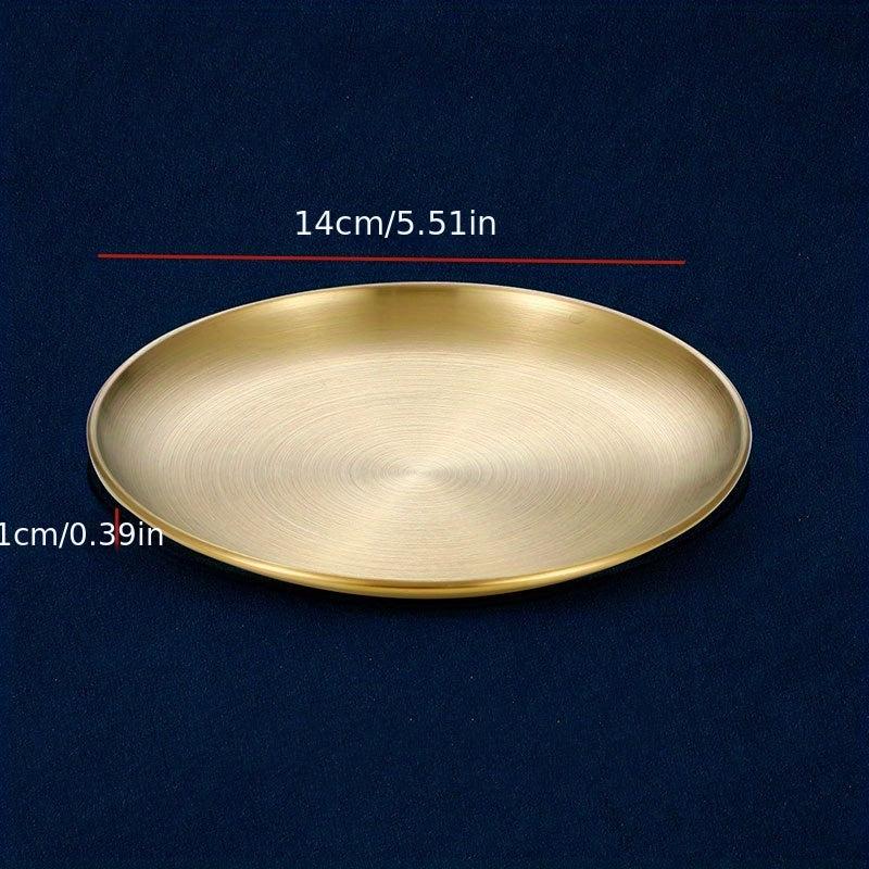 Stainless Steel Dessert Snack Plate Kitchen Dinner Plate Retro Fruit Plate