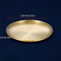 Stainless Steel Dessert Snack Plate Kitchen Dinner Plate Retro Fruit Plate