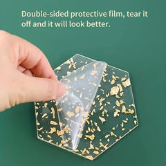6pcs Golden Foil Heat Resistant Acrylic Coasters