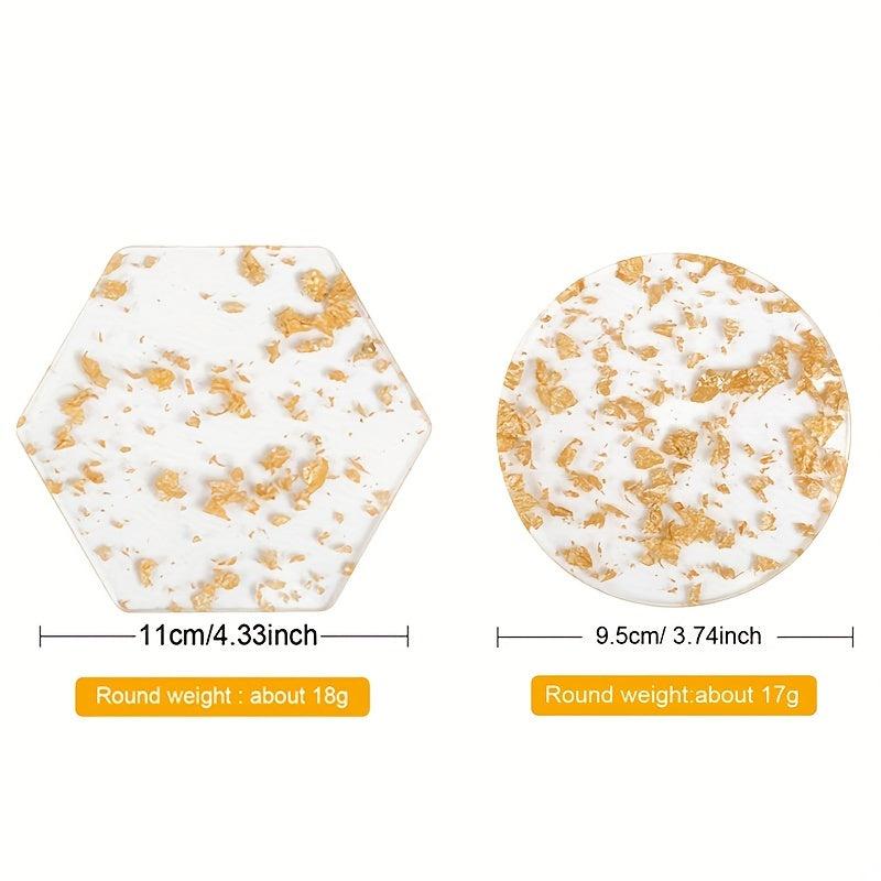 6pcs Golden Foil Heat Resistant Acrylic Coasters