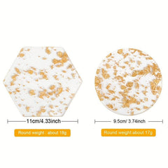 6pcs Golden Foil Heat Resistant Acrylic Coasters