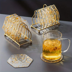 6pcs Golden Foil Heat Resistant Acrylic Coasters