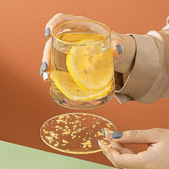 6pcs Golden Foil Heat Resistant Acrylic Coasters