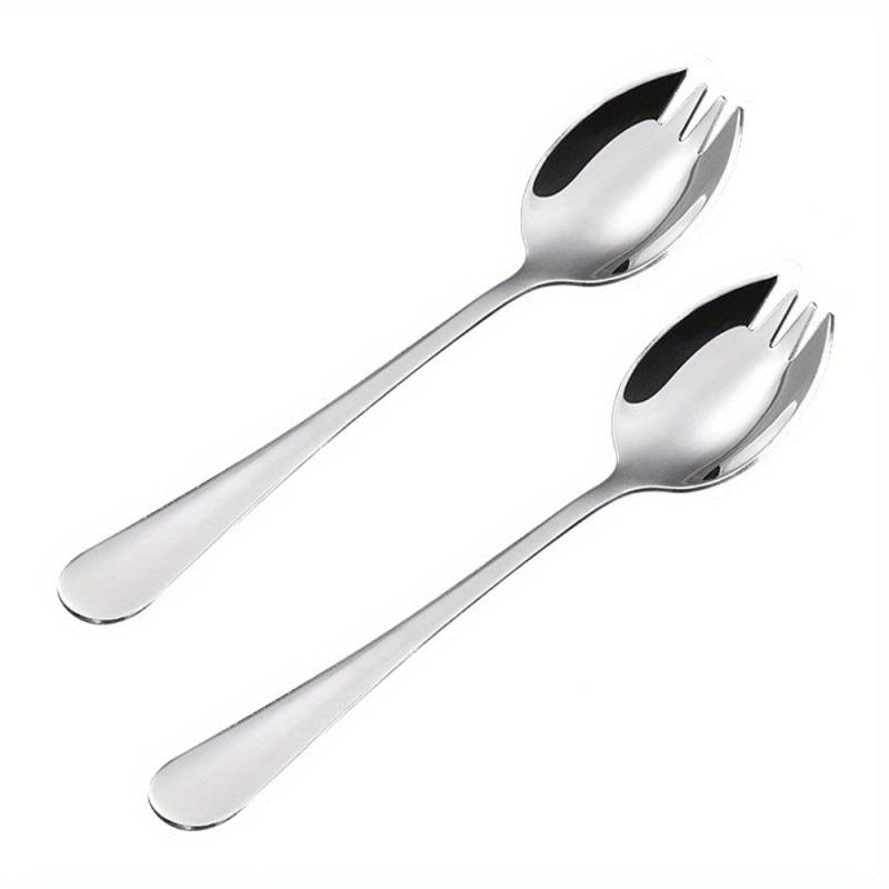 4PCS Stainless Steel Spork Salad Spoon Fork Honey Dessert Ice Cream Scoop Fork