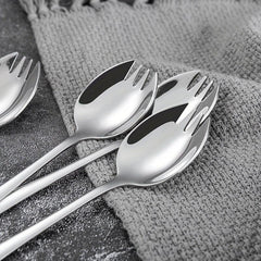 4PCS Stainless Steel Spork Salad Spoon Fork Honey Dessert Ice Cream Scoop Fork